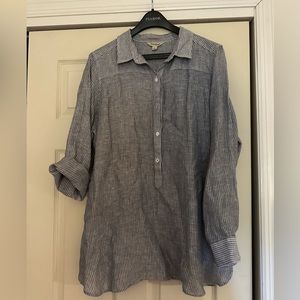 Lucky Brand chambray and white tunic